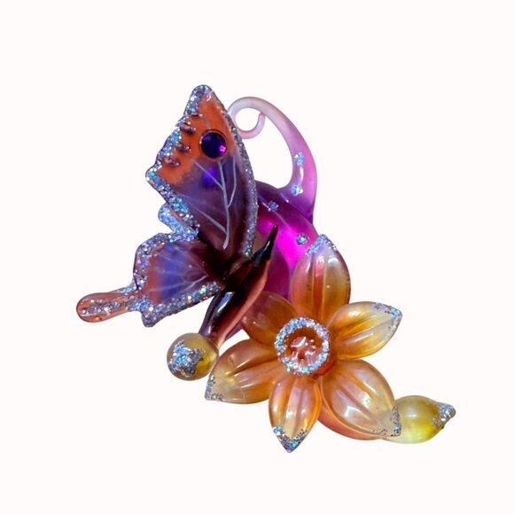 Ashton Drake Heirloom Butterfly Ornament Glass VTG Daffodils Delight Artistic - Picture 2 of 14